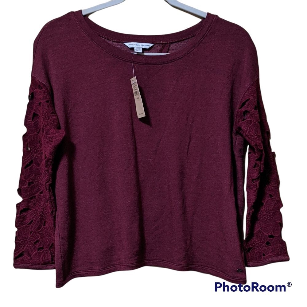 American Eagle top lace arm split back athleisure comfort XS